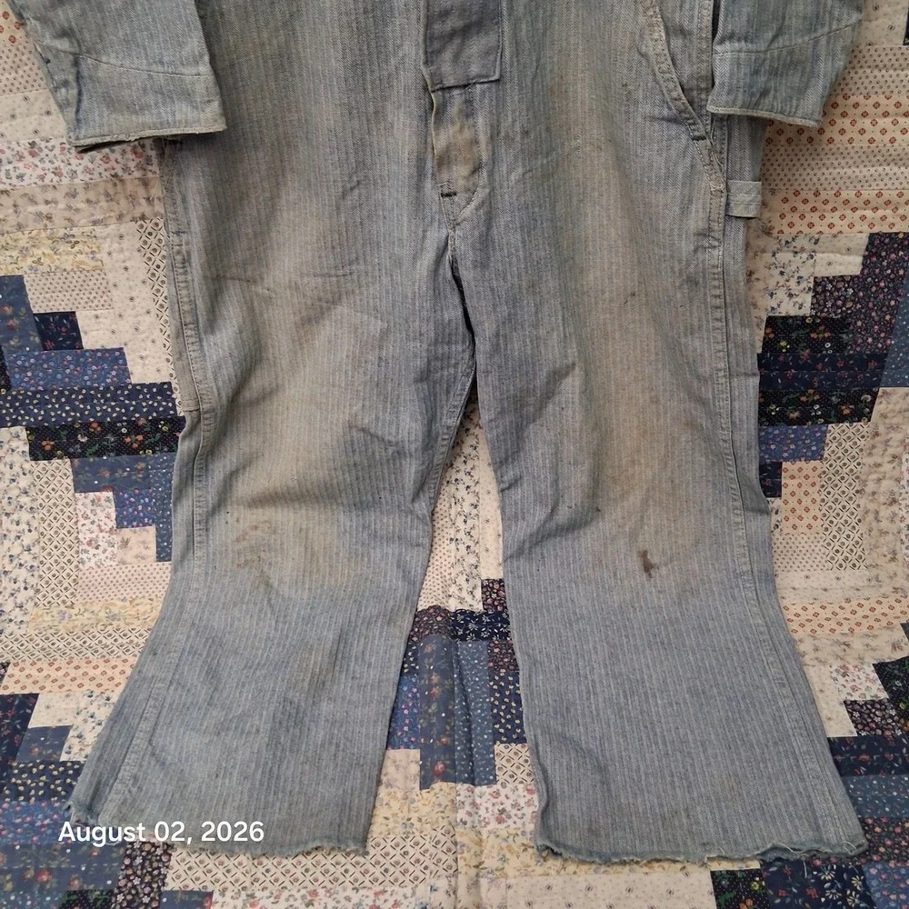 True Vintage Key Imperial Mens Herringbone Coveralls Size 40 Short Talon 60s